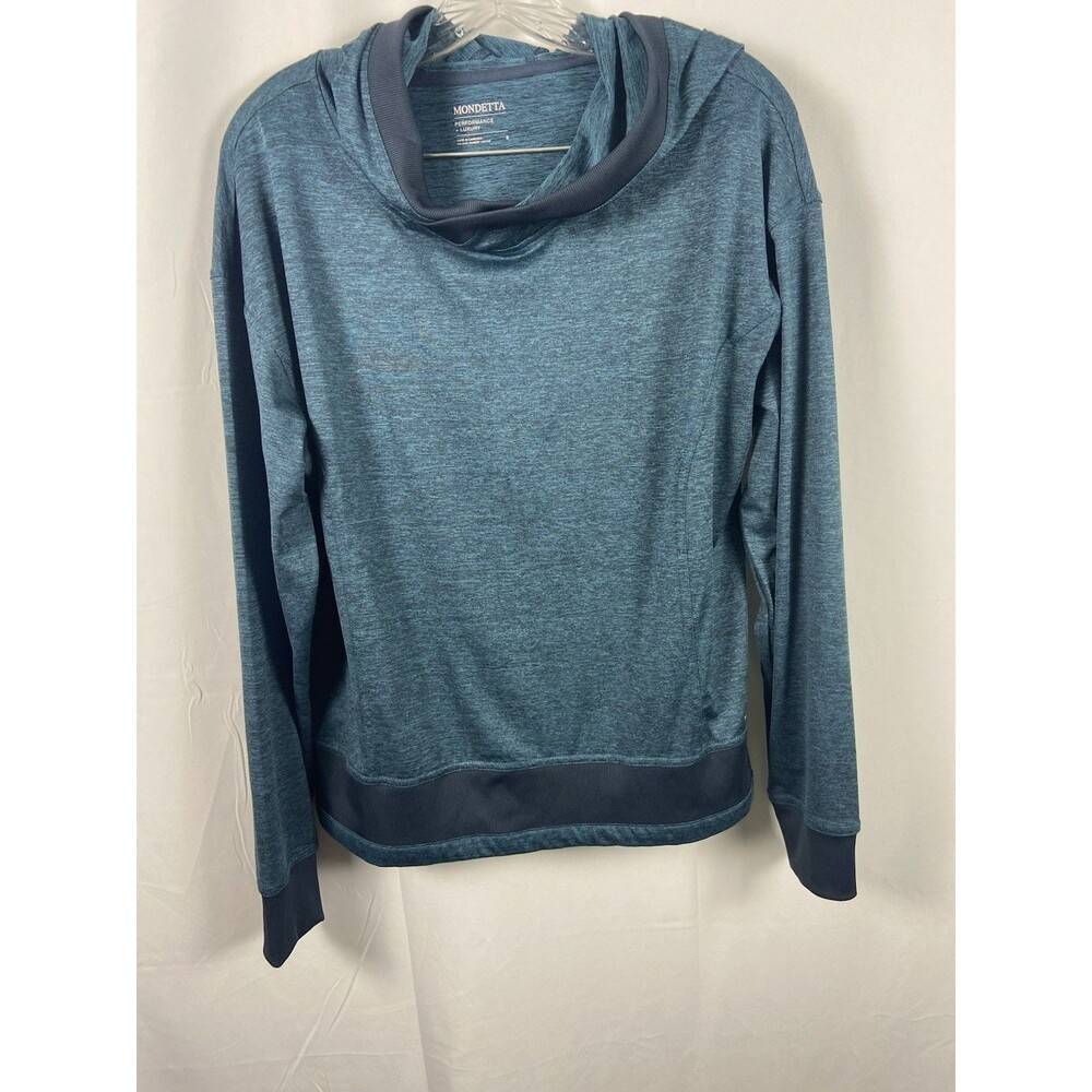 Mondetta Sz S Hooded Shirt Blue/Green Performance Luxury Active Wear Long Sleeve